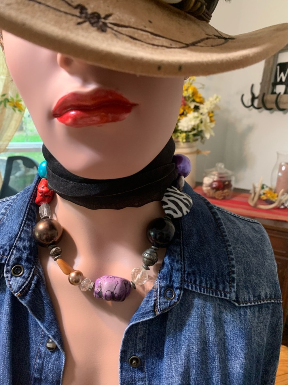 Colorful Mixed-Bead Statement Necklace — Multicolor